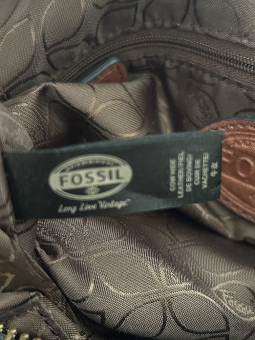 Fossil Maddox Leather Hobo Shoulder Bucket Bag Chocolate Brown - Picture 10 of 15